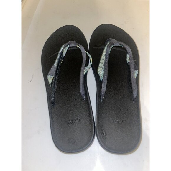 Teva Azure 2 Blue Chevron Flip Flop Thong Sandals (1015128) Women's 8 - Picture 9 of 10